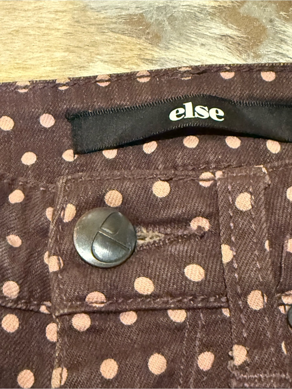 else Womens Brown Pink Polka Dot Skinny Jeans Tencel Stretch Denim Pants 25